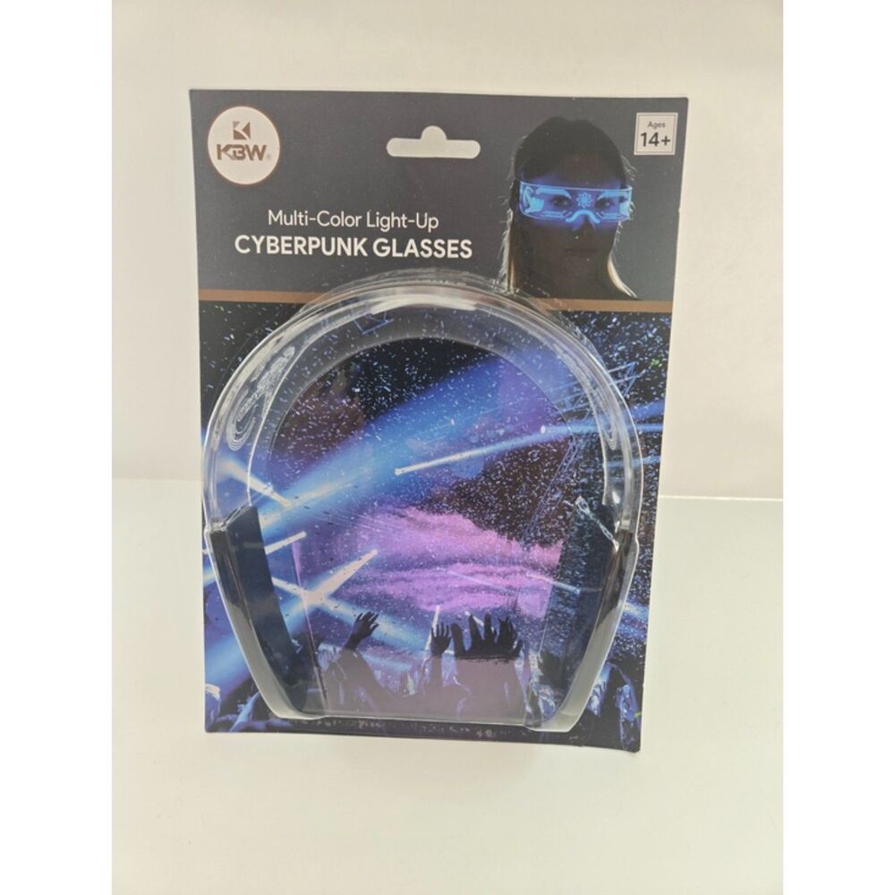 KBW Cyberpunk Glasses Multi Color Light Up LED Visor Rave Cosplay G1134 New